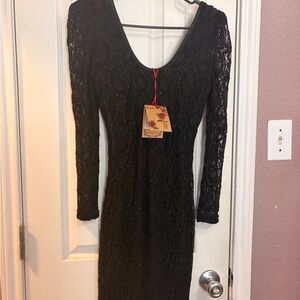Chic Black Lace Long Sleeve Dress